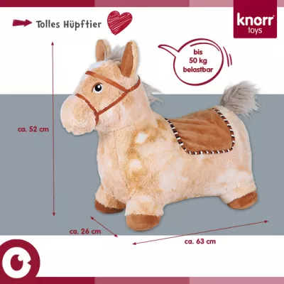 Calut gonflabil din plus pentru sarit, Knorr Toys, include pompa de aer, husa moale detasabila din material textil, 63x26x52 cm, pana la 50 kg, 12 Luni+, Beige