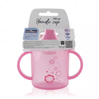 Cana apa bebe - Cana cu manere si cioc, 12 luni+, 210 ml, Pink, bebelorelli.ro