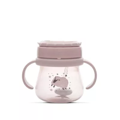 Canite si pahare - Cana cu toarte, sistem de baut din orice pozitie, cu pai flexibil, 12 luni+, 250 ml, My Friend, Mellow Rose, bebelorelli.ro