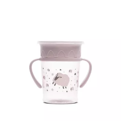 Cana apa bebe - Cana de antrenament cu manere, All Around Cup, 360 grade, anti-varsare, 275 ml, Mellow Rose, bebelorelli.ro