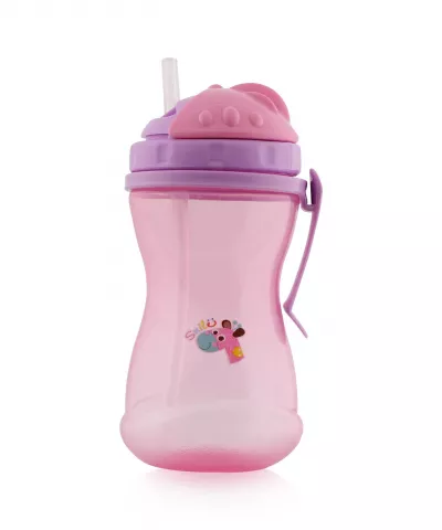 Cana sport anticurgere cu toarte si pai, 12 luni+, 400 ml, multicolor