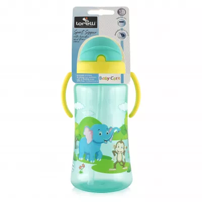 Biberoane - Cana sport cu manere si pai moale, 12 luni+, 330 ml, Green, bebelorelli.ro