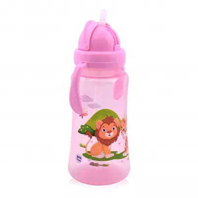 Cana sport cu manere si pai moale, 12 luni+, 330 ml, Pink