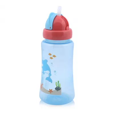 Canite si pahare - Cana sport cu pai moale, 12 luni+, 330 ml, Blue, bebelorelli.ro