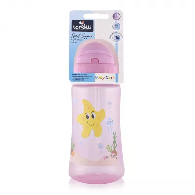 Biberoane - Cana sport cu pai moale, 12 luni+, 330 ml, Pink, bebelorelli.ro