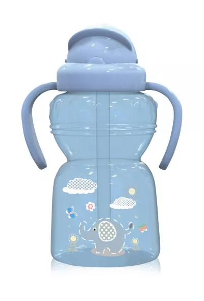 Biberoane - Biberon sport cu pai si manere 325 ml Animalute, Blue, bebelorelli.ro