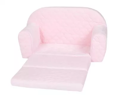 Canapea extensibila pentru copii, Knorr Toys, matlasata, umplutura din spuma moale, husa bumbac 100% detasabila si lavabila, 77 x 34 x 42 cm, 9 Luni+, Cosy Heart Rose