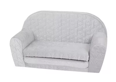 Canapea extensibila pentru copii, Knorr Toys, matlasata, umplutura din spuma moale, husa bumbac 100% detasabila si lavabila, 77 x 34 x 42 cm, 9 Luni+, Cosy Geo Grey