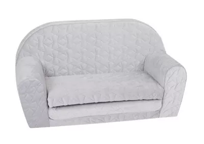 Mobilier camera copii - Canapea extensibila pentru copii, Knorr Toys, matlasata, umplutura din spuma moale, husa bumbac 100% detasabila si lavabila, 77 x 34 x 42 cm, 9 Luni+, Cosy Geo Grey, bebelorelli.ro