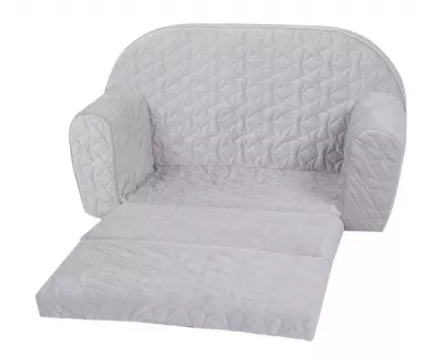 Canapea extensibila pentru copii, Knorr Toys, matlasata, umplutura din spuma moale, husa bumbac 100% detasabila si lavabila, 77 x 34 x 42 cm, 9 Luni+, Cosy Geo Grey