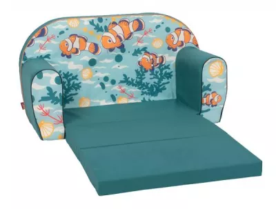Mobilier camera copii - Canapea extensibila pentru copii, Knorr Toys, umplutura din spuma moale, husa bumbac 100% detasabila si lavabila, 77 x 34 x 42 cm, 9 Luni+, Clown Fish, bebelorelli.ro