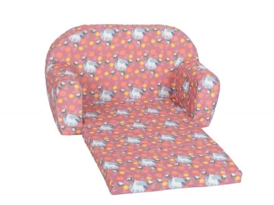 Mobilier camera copii - Canapea extensibila pentru copii, Knorr Toys, umplutura din spuma moale, husa bumbac 100% detasabila si lavabila, 77 x 34 x 42 cm, 9 Luni+, Unicorn Roz, bebelorelli.ro