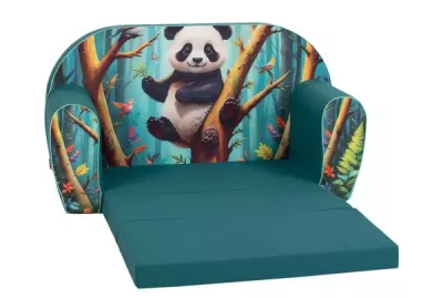 Mobilier camera copii - Canapea extensibila pentru copii, Knorr Toys, umplutura din spuma moale, husa bumbac 100% detasabila si lavabila, 77 x 34 x 42 cm, 9 Luni+, Lucky Panda, bebelorelli.ro