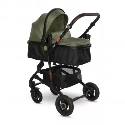 Carucior 2 in 1 - Carucior Alba Premium, landou transformabil, adaptori scoica, de la 0 luni pana la 3 ani, maxim 15 kg, Loden Green, bebelorelli.ro