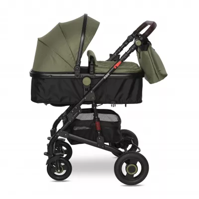 Carucior Alba Premium, landou transformabil, adaptori scoica, de la 0 luni pana la 3 ani, maxim 15 kg, Loden Green