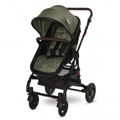 Carucior Alba Premium, landou transformabil, adaptori scoica, de la 0 luni pana la 3 ani, maxim 15 kg, Loden Green