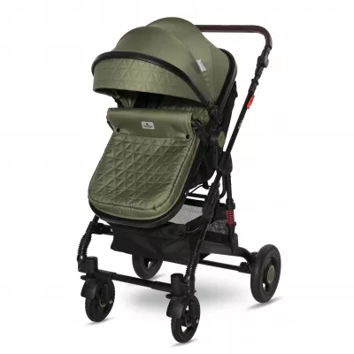 Carucior Alba Premium, landou transformabil, adaptori scoica, de la 0 luni pana la 3 ani, maxim 15 kg, Loden Green