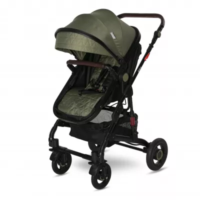 Carucior Alba Premium, landou transformabil, adaptori scoica, de la 0 luni pana la 3 ani, maxim 15 kg, Loden Green