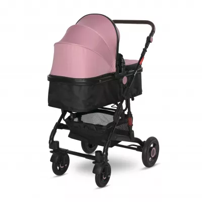 Carucior Alba Premium, landou transformabil, adaptori scoica, de la 0 luni pana la 3 ani, maxim 15 kg, Pink