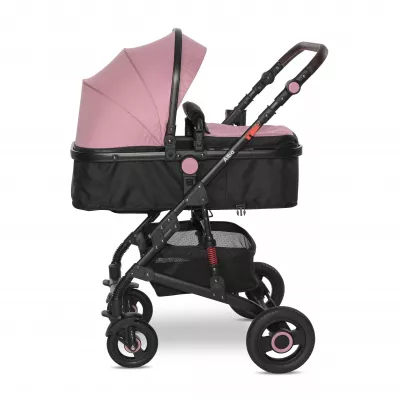 Carucior Alba Premium, landou transformabil, adaptori scoica, de la 0 luni pana la 3 ani, maxim 15 kg, Pink