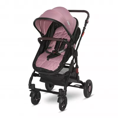 Carucior Alba Premium, landou transformabil, adaptori scoica, de la 0 luni pana la 3 ani, maxim 15 kg, Pink