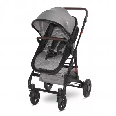 Carucior Alba Premium, landou transformabil, adaptori scoica, de la 0 luni pana la 3 ani, maxim 15 kg, Steel Grey