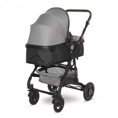 Carucior Alba Premium, landou transformabil, adaptori scoica, de la 0 luni pana la 3 ani, maxim 15 kg, Steel Grey
