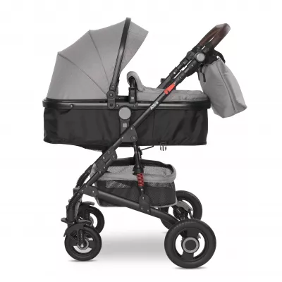 Carucior Alba Premium, landou transformabil, adaptori scoica, de la 0 luni pana la 3 ani, maxim 15 kg, Steel Grey