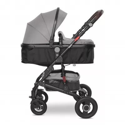 Carucior Alba Premium, landou transformabil, adaptori scoica, de la 0 luni pana la 3 ani, maxim 15 kg, Steel Grey