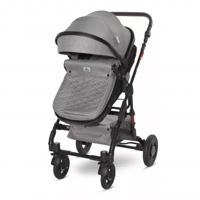 Carucior Alba Premium, landou transformabil, adaptori scoica, de la 0 luni pana la 3 ani, maxim 15 kg, Steel Grey