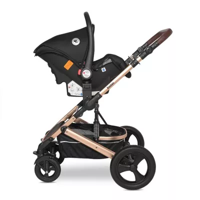 Carucior Boston, cu adaptori cos auto, de la 0 luni pana la 4 ani, maxim 22 kg, landou separat, cadru din aluminiu, cos auto optional, Black