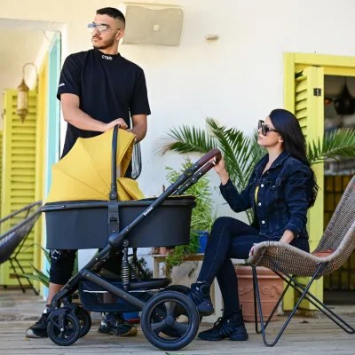 Carucior Boston, cu adaptori cos auto, de la 0 luni pana la 4 ani, maxim 22 kg, landou separat, cadru din aluminiu, cos auto optional, Black
