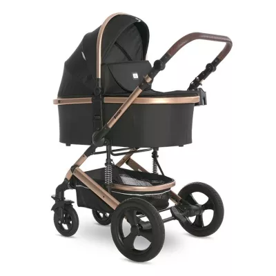 Carucior 2 in 1 - Carucior Boston, cu adaptori cos auto, de la 0 luni pana la 4 ani, maxim 22 kg, landou separat, cadru din aluminiu, cos auto optional, Black, bebelorelli.ro