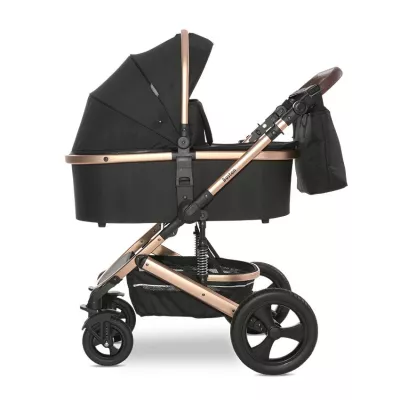 Carucior Boston, cu adaptori cos auto, de la 0 luni pana la 4 ani, maxim 22 kg, landou separat, cadru din aluminiu, cos auto optional, Black
