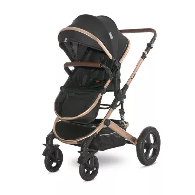 Carucior Boston, cu adaptori cos auto, de la 0 luni pana la 4 ani, maxim 22 kg, landou separat, cadru din aluminiu, cos auto optional, Black