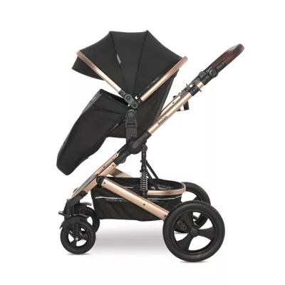 Carucior Boston, cu adaptori cos auto, de la 0 luni pana la 4 ani, maxim 22 kg, landou separat, cadru din aluminiu, cos auto optional, Black