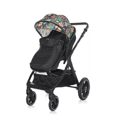 Carucior cu landou transformabil, Viola, de la 0 luni pana la 4 ani, maxim  22 kg, cadru din aluminiu, cos auto optional, Tropical Flowers