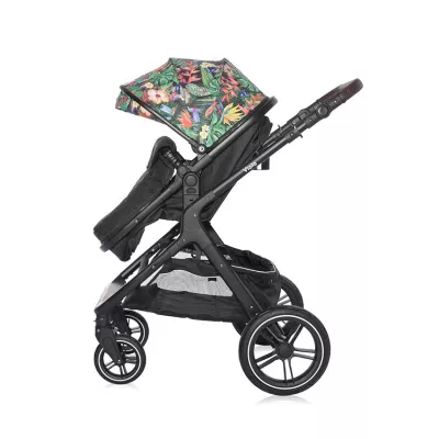 Carucior cu landou transformabil, Viola, de la 0 luni pana la 4 ani, maxim  22 kg, cadru din aluminiu, cos auto optional, Tropical Flowers