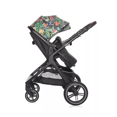 Carucior cu landou transformabil, Viola, de la 0 luni pana la 4 ani, maxim  22 kg, cadru din aluminiu, cos auto optional, Tropical Flowers