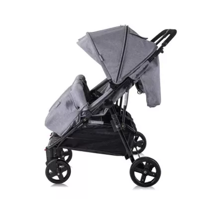 Carucior Duo, pentru gemeni, de la 0 luni pana la 3 ani, maxim 30 kg, husa de vreme rece, Cool Gri