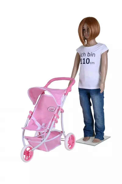 Carucior Jogger pentru papusi, Knorr Toys, Lio, maner reglabil pe inaltime,  59x35,50x63,50 cm, 3 Ani+, Princess Rose