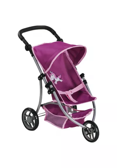 Carucioare papusi si accesorii - Carucior Jogger pentru papusi, Knorr Toys, Lio, maner reglabil pe inaltime,  59x35,50x63,50 cm, 3 Ani+, Unicorn Purple, bebelorelli.ro