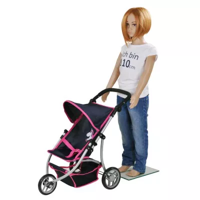 Carucior Jogger pentru papusi, Knorr Toys, Lio, maner reglabil pe inaltime,  59x35,50x63,50 cm, 3 Ani+, Unicorn Blue