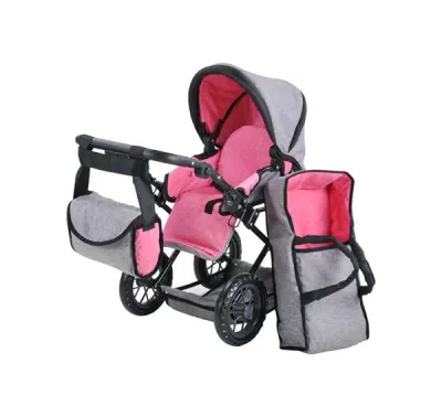 Carucioare papusi si accesorii - Carucior landou pentru papusi, Knorr Toys, Ruby, reglabil si transformabil, 51 x 37 x 64 cm, 3 Ani+, Jeans Grey, bebelorelli.ro