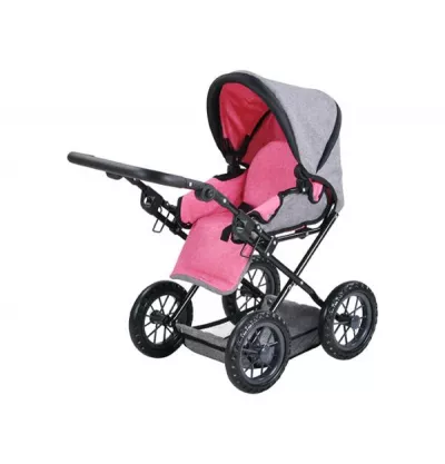 Carucior landou pentru papusi, Knorr Toys, Ruby, reglabil si transformabil, 51 x 37 x 64 cm, 3 Ani+, Jeans Grey