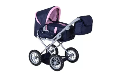 Carucioare papusi si accesorii - Carucior landou pentru papusi, Knorr Toys, Ruby, reglabil si transformabil, 51 x 37 x 64 cm, 3 Ani+, Princess Blue, bebelorelli.ro
