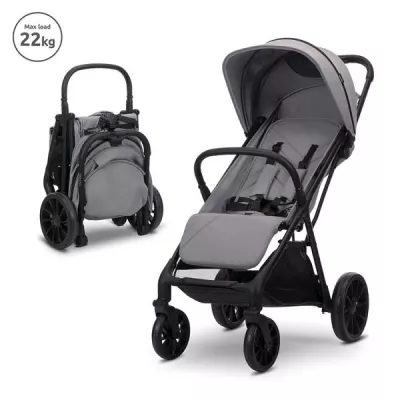 Carucior pentru copii, Nuvella, pliere cu o mana, spatar reglabil multipozitie, copertina extensibila, 0-48 luni, pana la 22 kg, Grey