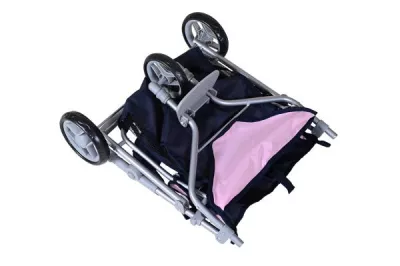 Carucior pentru doua papusi, Knorr Toys, Duo, maner reglabil pe inaltime, 64 x 48 x 55 cm, 3 Ani+, Princess Blue
