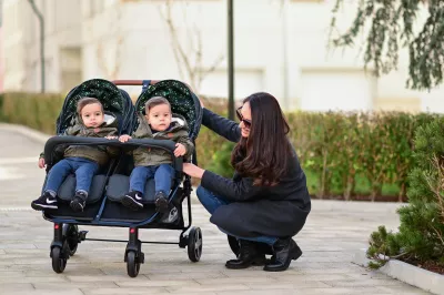 Carucior Duo, pentru gemeni, de la 0 luni pana la 3 ani, maxim 30 kg, husa de vreme rece, Cool Gri
