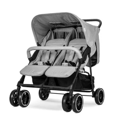 Carucior gemeni - Carucior pentru gemeni, Twin, reglabil individual, pana la 15 kg per copil, geanta pentru mama inclusa, Grey, bebelorelli.ro